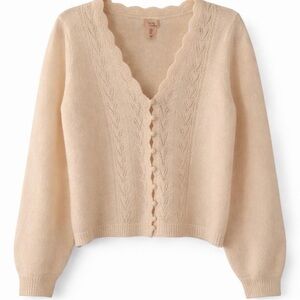 Camila Coelho Mohair Wool Cardigan Sweater Cream NWT